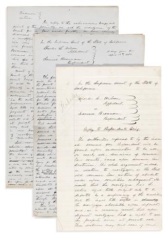(CALIFORNIA.) Group of California manuscripts and ephemera.
